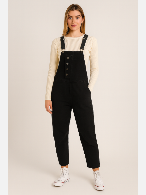 ABRIL Buksedragt i sort denim