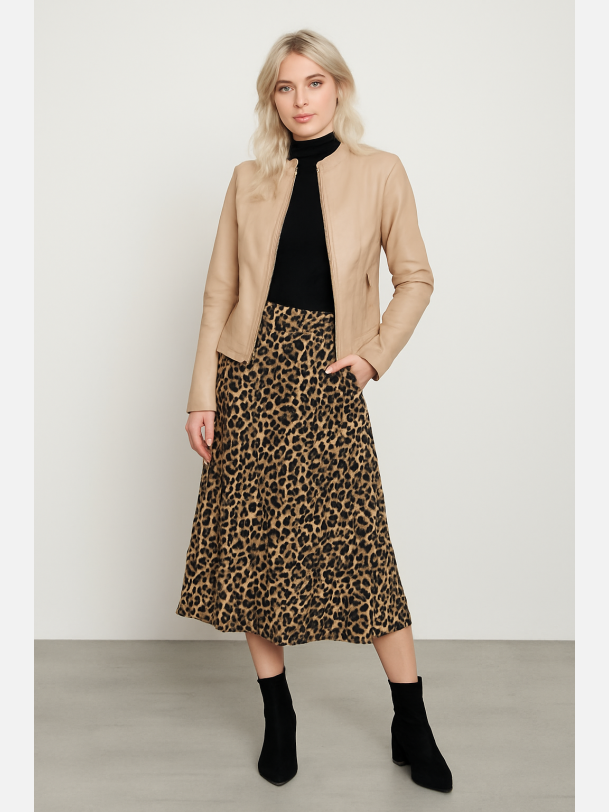 ACOM Stilfuld PU-jakke i beige