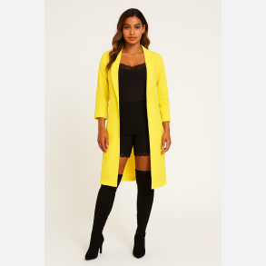 ADEL Lang l�s jakke i gul farve