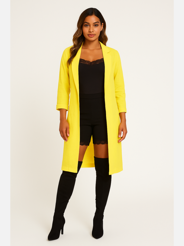 ADEL Lang l�s jakke i gul farve