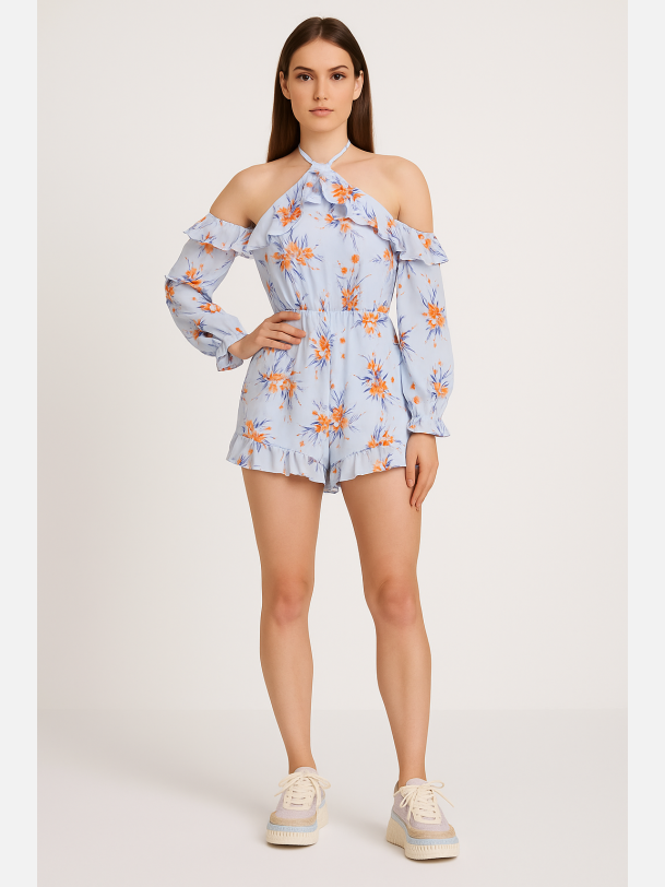 ADELE Sommerlig playsuit med blomsterprint 