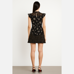 AMINA Kort kjole med blonde og blomsterprint