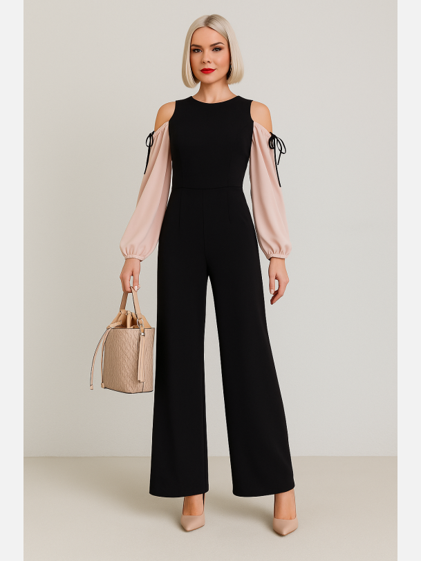 ASOS Open shoulder jumpsuit i sort farve