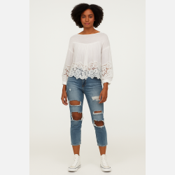 BARDOT Hvid top med broderier � Boheme elegance fra Jollyyoung.dk