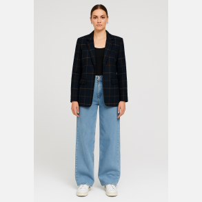 BERTA Klassisk ternet blazer i farve blue night