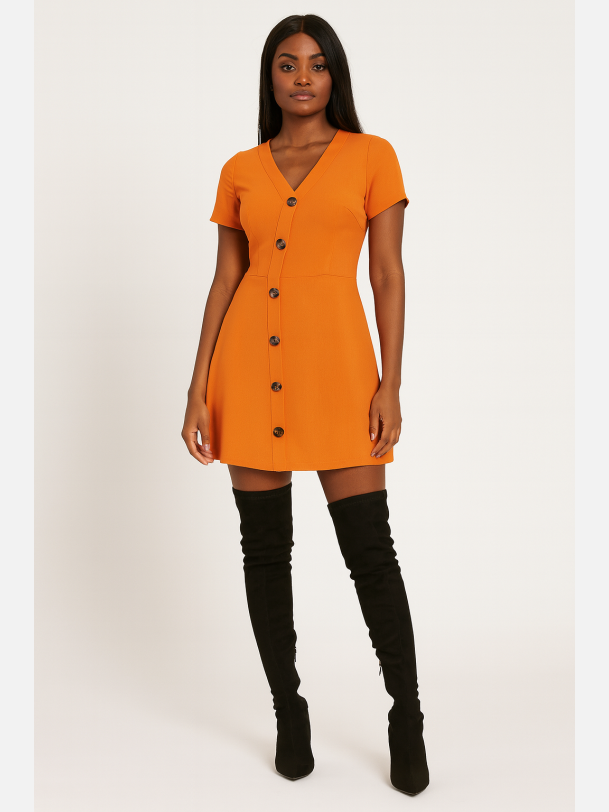 BONI Kort�rmet kjole med knapper