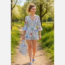 CHIARA Lysebl� playsuit i blomsterprint � Elegant og sommerlig fra Jollyyoung.dk