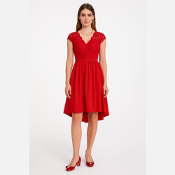 CINDY R�d blondekjole med V-udsk�ring