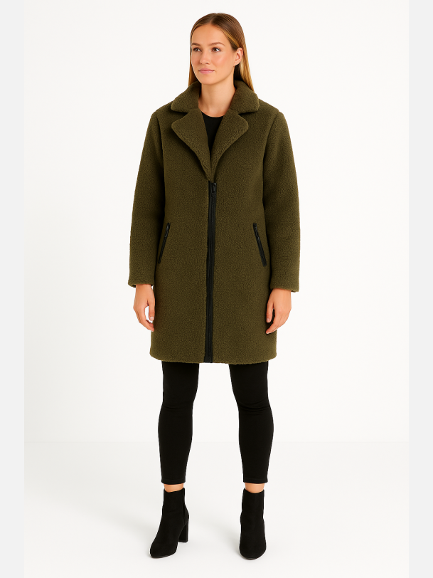 DALENA Gr�n jakke i imiteret pels