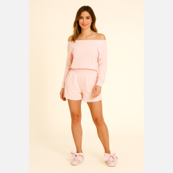 DANIELLE Top og shorts s�t i lyser�d pastelfarve