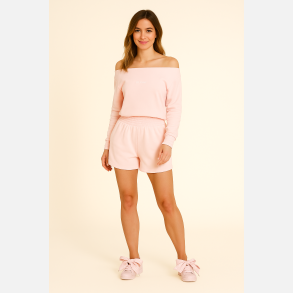 DANIELLE Top og shorts s�t i lyser�d pastelfarve