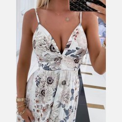 DORJANA BIS Lang lys kjole i blomsterprint