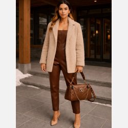 Diora kort jakke i bl�d imiteret pels i creme