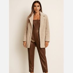 Diora kort jakke i bl�d imiteret pels i creme