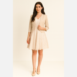 EDE VIP Kort blazer i beige farve