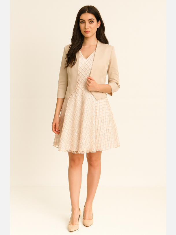 EDE VIP Kort blazer i beige farve