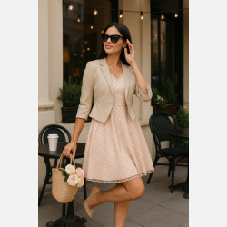 EDE VIP Kort blazer i beige farve