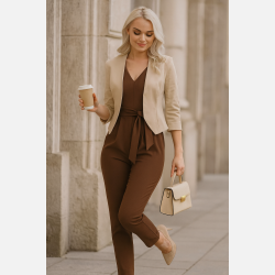 EDE VIP Kort blazer i beige farve