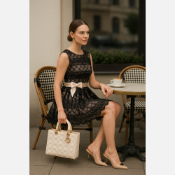 ESTERA Kort sort blondekjole med sl�jfe � Elegant fra Jollyyoung.dk