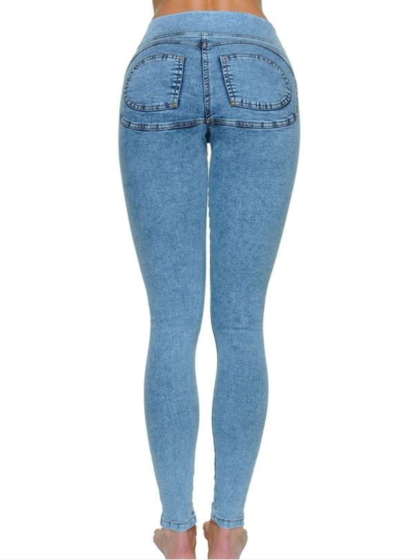 FREYA PANTS Denim � Push-up denim bukser med stretch fra Jollyyoung.dk