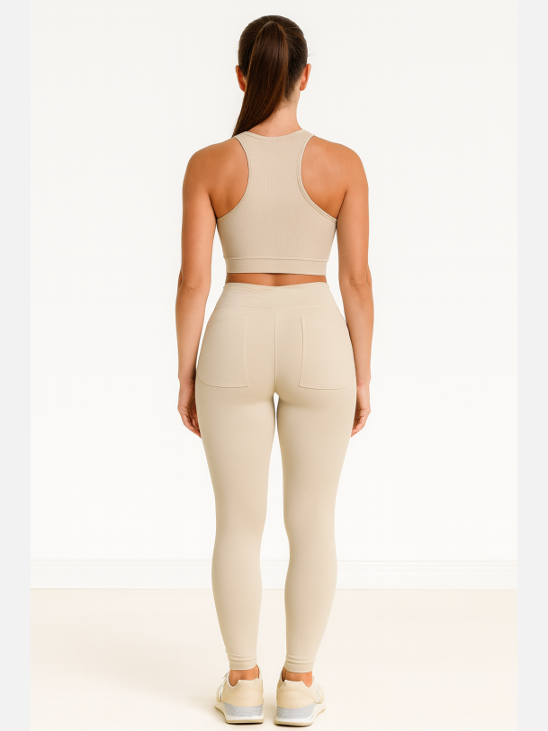 FREYA PANTS Original Beige � Push-up leggings med shaping effekt fra Jollyyoung.dk