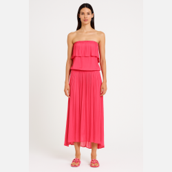 GANA Stropl�s maxi kjole i pink � feminin sommerstil fra Jollyyoung.dk
