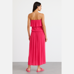 GANA Stropl�s maxi kjole i pink � feminin sommerstil fra Jollyyoung.dk