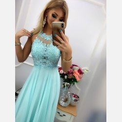 GATTI Lang kjole i mint farve med sten og broderier