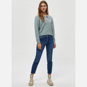 GEA Kort cardigan i bl� melange farve � Bl�d og feminin fra Jollyyoung.dk