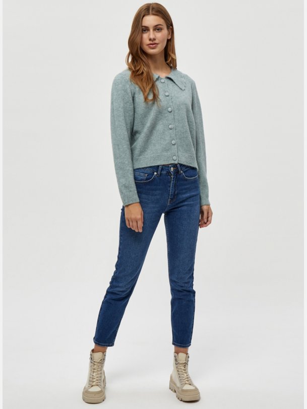 GEA Kort cardigan i bl� melange farve � Bl�d og feminin fra Jollyyoung.dk