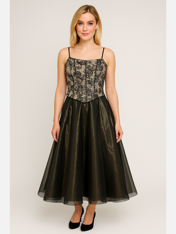 GRACIA Lang kjole med broderier 