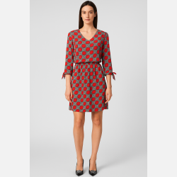 KORA Kort m�nstret kjole med V-udsk�ring