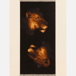 LEOS Elegant m�rkebl�t t�rkl�de med l�vemotiv og bl�de frynser