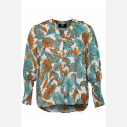 LONDYN Plus size skjorte i bladprint � farverig og let fra Jollyyoung.dk