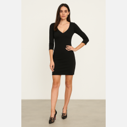 MILA Sort figursyet kjole med V-udsk�ring � Klassisk og elegant fra Jollyyoung.dk