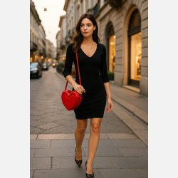 MILA Sort figursyet kjole med V-udsk�ring � Klassisk og elegant fra Jollyyoung.dk