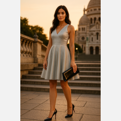 MISSI Kort shiny kjole i gr�/s�lv farve