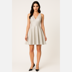 MISSI Kort shiny kjole i gr�/s�lv farve