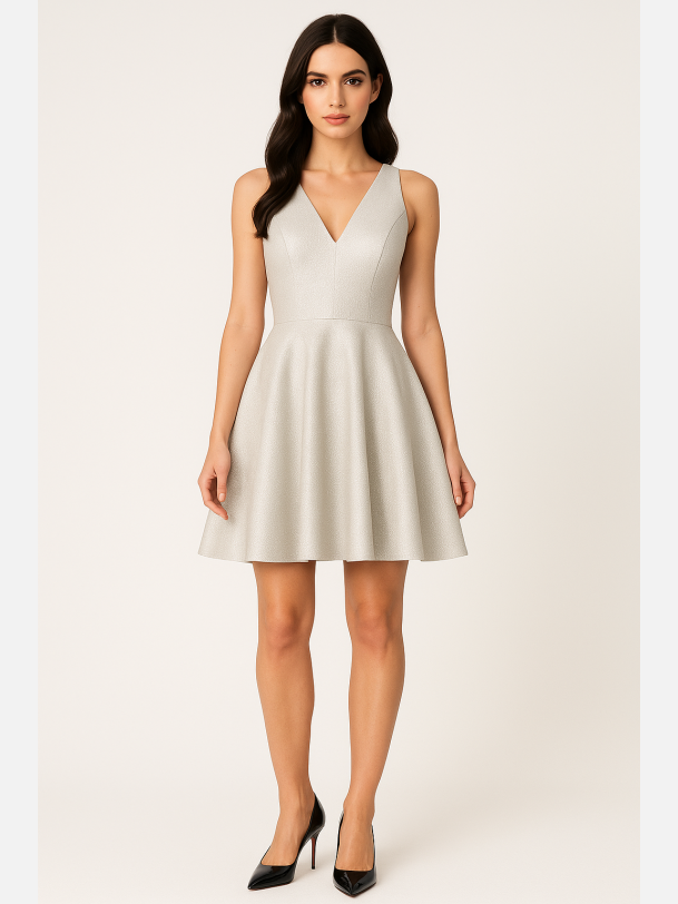 MISSI Kort shiny kjole i gr�/s�lv farve