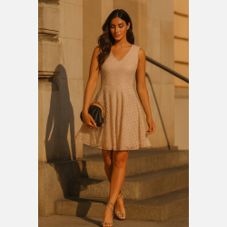 MODELLO Kort ternet rosa blondekjole