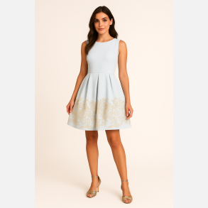 MOLLI Kort mint kjole med dekorativ nederdel � stilfuld festkjole fra Jollyyoung.dk