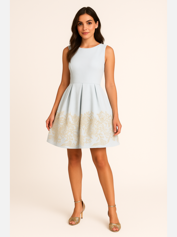 MOLLI Kort mint kjole med dekorativ nederdel � stilfuld festkjole fra Jollyyoung.dk