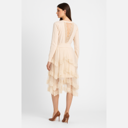 NOLI Beige kjole med blonder og fl�selag � Romantisk og elegant fra Jollyyoung.dk