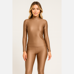 OLIK S�t top og bukser i beige farve � Elegant og figursyet fra Jollyyoung.dk