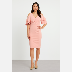 ORKISA Midi kjole med fl�se�rmer i pink � Elegant pasform fra Jollyyoung.dk