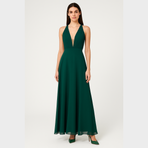 PATRICIA Lang kjole i gr�n � elegant festkjole fra Jollyyoung.dk
