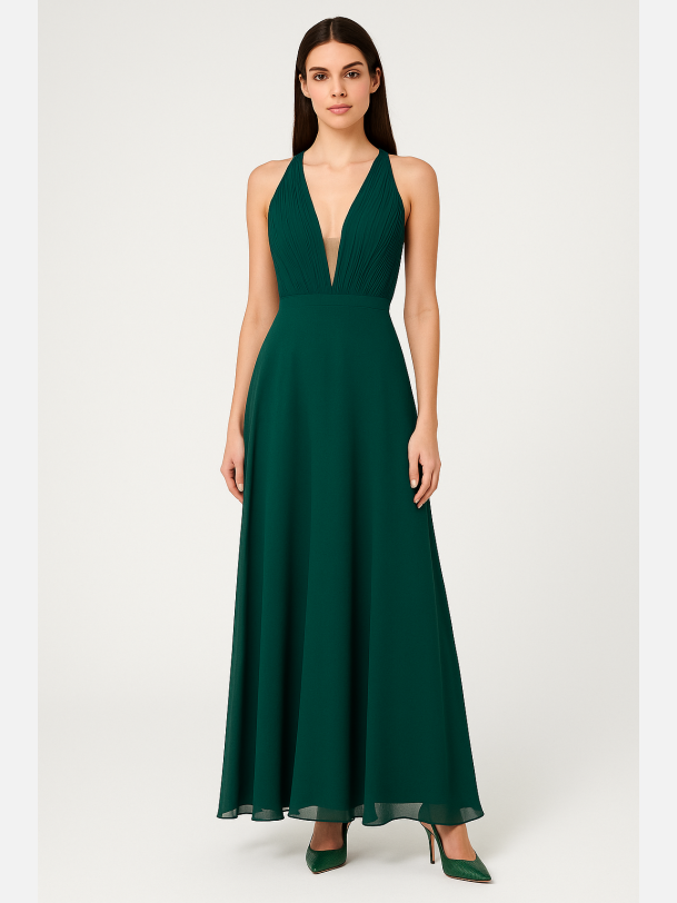 PATRICIA Lang kjole i gr�n � elegant festkjole fra Jollyyoung.dk