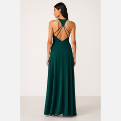 PATRICIA Lang kjole i gr�n � elegant festkjole fra Jollyyoung.dk