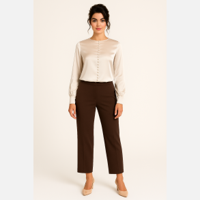 PIEW Satin bluse i beige farve