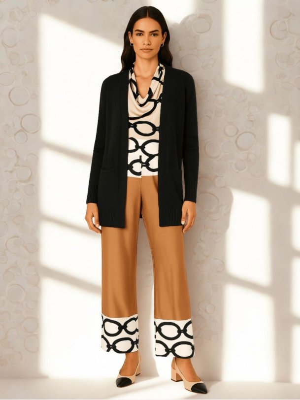 POPPY klassisk sort cardigan med lommer � tidl�s strik til hverdagskomfort